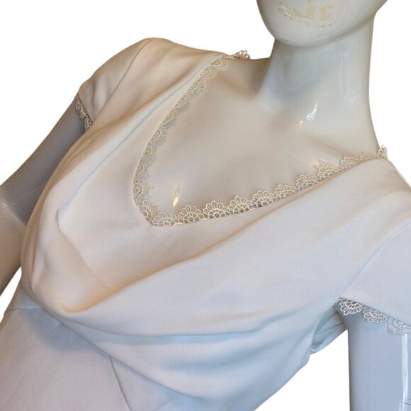 JS COLLECTION Royalty Inspired Cowlneck Wedding Gown sz 8 - Picture 5 of 14